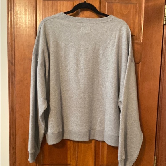 American Eagle Outfitters Cropped Style Gray Crew Neck Sweatshirt Bow Detail XXL - Picture 9 of 10